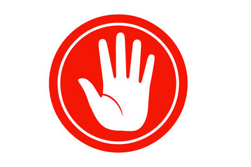 Stop Hand Symbol – Red Warning and Prohibition Safety Sign Icon.