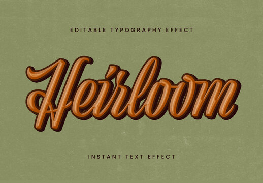 Orange And Brown Vintage Font Retro Script 3D Text Effect