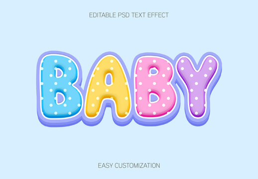 Multicolor Baby Font Dotted Balloon Cute Text Effect