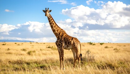 Giraffe in golden savanna landscape (2)
