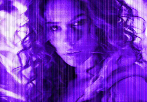 Purple Cyberpunk Glitch Image Effect