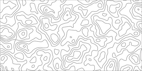 Geographic grid topographic line backdrop. contours map grid wave vector topography stylized height of the lines map. topography line wave paper curved reliefs background black and white