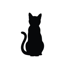 Elegant black cat silhouette sitting gracefully, perfect for minimalist designs, pet-related projects, and creative branding with a touch of feline charm