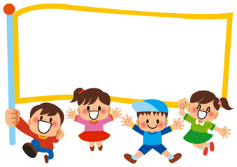子供,友達,フレーム,卒業,入学式,小学校,入学,卒業式,学校,誕生日,小学生,入園式,メッセージ,囲み枠,飾り枠,掲示板,お知らせ,伝言板,旗,ジャンプ,勉強,塾,幼稚園,保育園,入園,卒園,卒園式,仲間,人物,応援,頑張る,元気,笑顔,楽しい,男の子,女の子,園児,バンザイ,全身,可愛い,生徒,仲良し,嬉しい,生活,イラスト