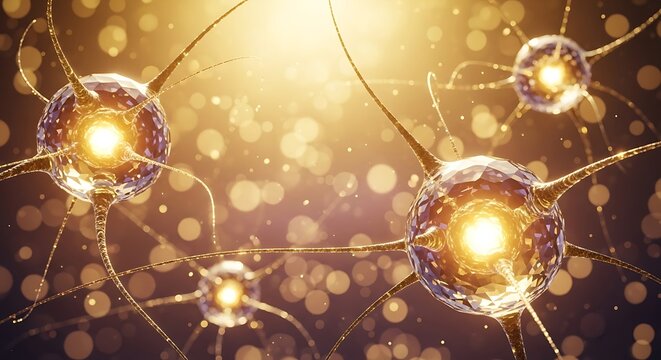 Glowing neural network connections with crystalline structures neurons brain