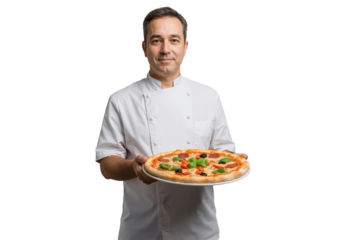 Chef with fresh pizza A culinary delight for a delicious meal