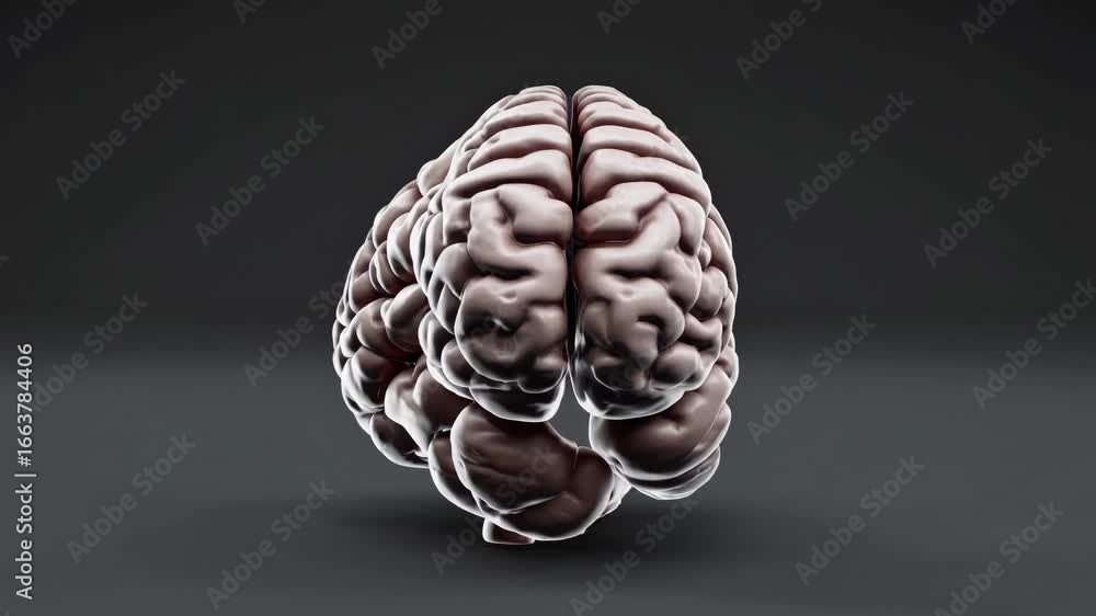 Poster 3d rendering of a human brain against a dark background. captured from a front angle, ideal for educ