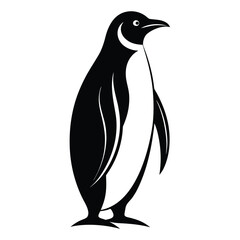 Elegant Black Silhouette Vector of an Emperor Penguin Standing Tall