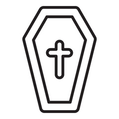 Coffin with cross line icon