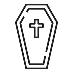 Obraz premium Coffin with cross line icon