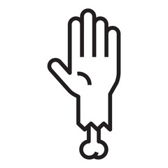 Zombie hand bone line icon