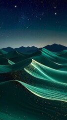 Emerald dunes under a starry night