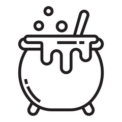 Witch cauldron halloween line icon