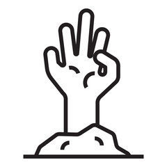 Zombie hand halloween line icon