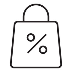 Shopping bag discount line icon