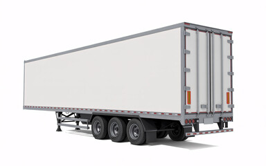 White Semi Trailer on White Background | Isolated Commercial Delivery Transport for Logistics, Trucking and Supply Chain