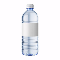 Plastic Water Bottle with Blank Label for Branding Mockup | Clear Drinking Water Container for Product Presentation and Advertising