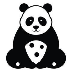 Silhouette of a Calm Panda Sitting Vector Illustration for Design Projects