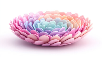 Fototapeta premium A vibrant, layered flower design in shades of pink and blue, resembling petals arranged in a circular pattern.
