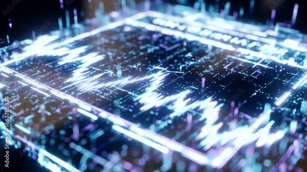 Aufkleber a vibrant, three-dimensional representation of digital data, showcasing a complex graphic interface 