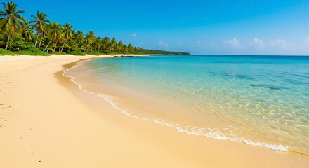 Fototapeta premium Paradise Found Pristine Tropical Beach with Golden Sand and Turquoise Waters