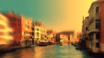 Fototapeta premium Abstract blurred Venice background with canals bridges and dreamy vibe.