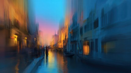 Artistic blurred Venice abstract texture with romantic travel mood.