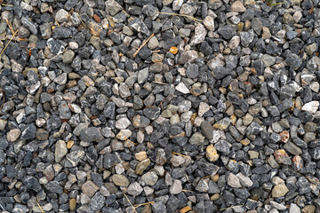 Close-Up of Gravel Rocks in Natural Arrangement for Industrial or Gardening Use