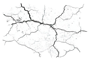 Obraz premium Cracked, white map-like shape. Intricate network of lines