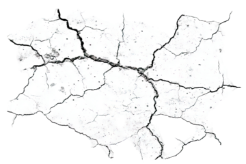 Cracked, white map-like shape.  Intricate network of  lines