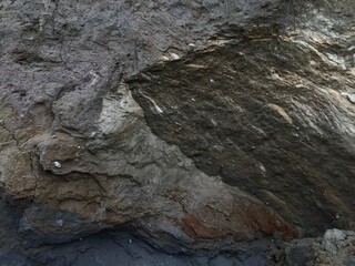 Collapse of the seashore in winter