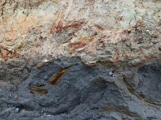 Collapse of the seashore in winter