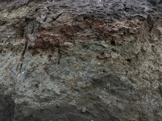 Collapse of the seashore in winter
