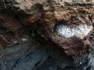 Collapse of the seashore in winter
