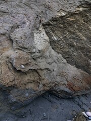 Collapse of the seashore in winter