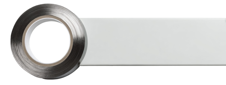 Metallic tape wrapped around a rectangular object