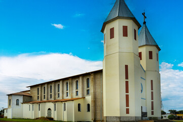 Fototapeta premium Immaculate Heart of Mary Church, Roman architectural style, was founded on August 21, 1967. Alexânia, Goias, Brazil, 2019