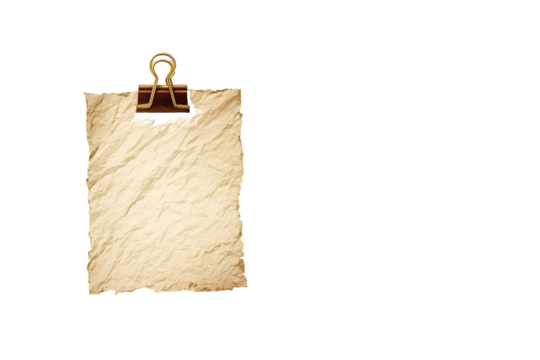 Blank, aged paper with a clip - Powered by Adobe