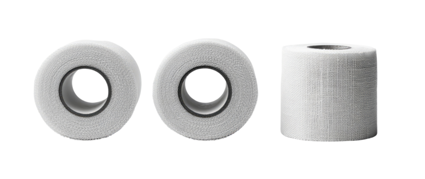 Three light gray circular objects