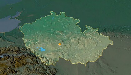 Fototapeta premium High-resolution topographic map of a landlocked country, exhibiting a variety of terrain and showing a subtle color palette.