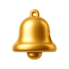 3D Golden Notification Bell Icon Alert Symbol on Transparent Background