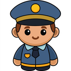 Cute Cartoon Police Officer Character Vector Illustration