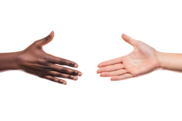 Two hands reaching out palms up isolated on a transparent background