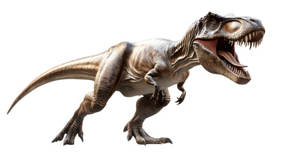 Tyrannosaurus Rex roaring with mouth open isolated on a transparent background