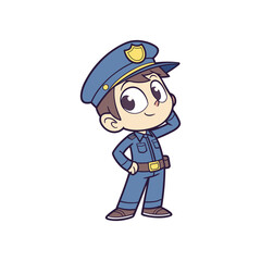 Cute Cartoon Police Officer Character Vector Illustration