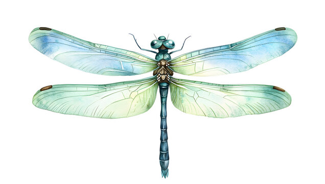 recommend clip art: Watercolor Dragonfly with Blue and Green Wings isolated on a transparent background