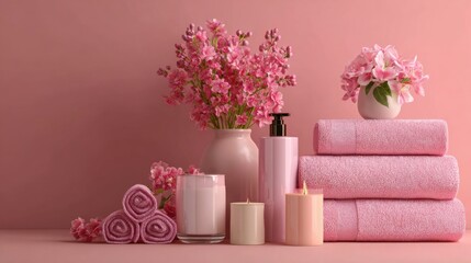 Pink spa items and flowers