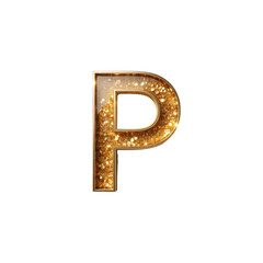 Sparkling Gold Glitter Letter P - Luxury Alphabet