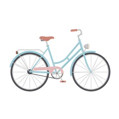Fototapeta premium Light blue bicycle with comfortable saddle and accessories for a relaxed ride through scenic landscapes.