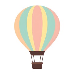 Naklejka premium Whimsical hot air balloon with pastel stripes, perfect for a travel themed event or child's bedroom d?cor.